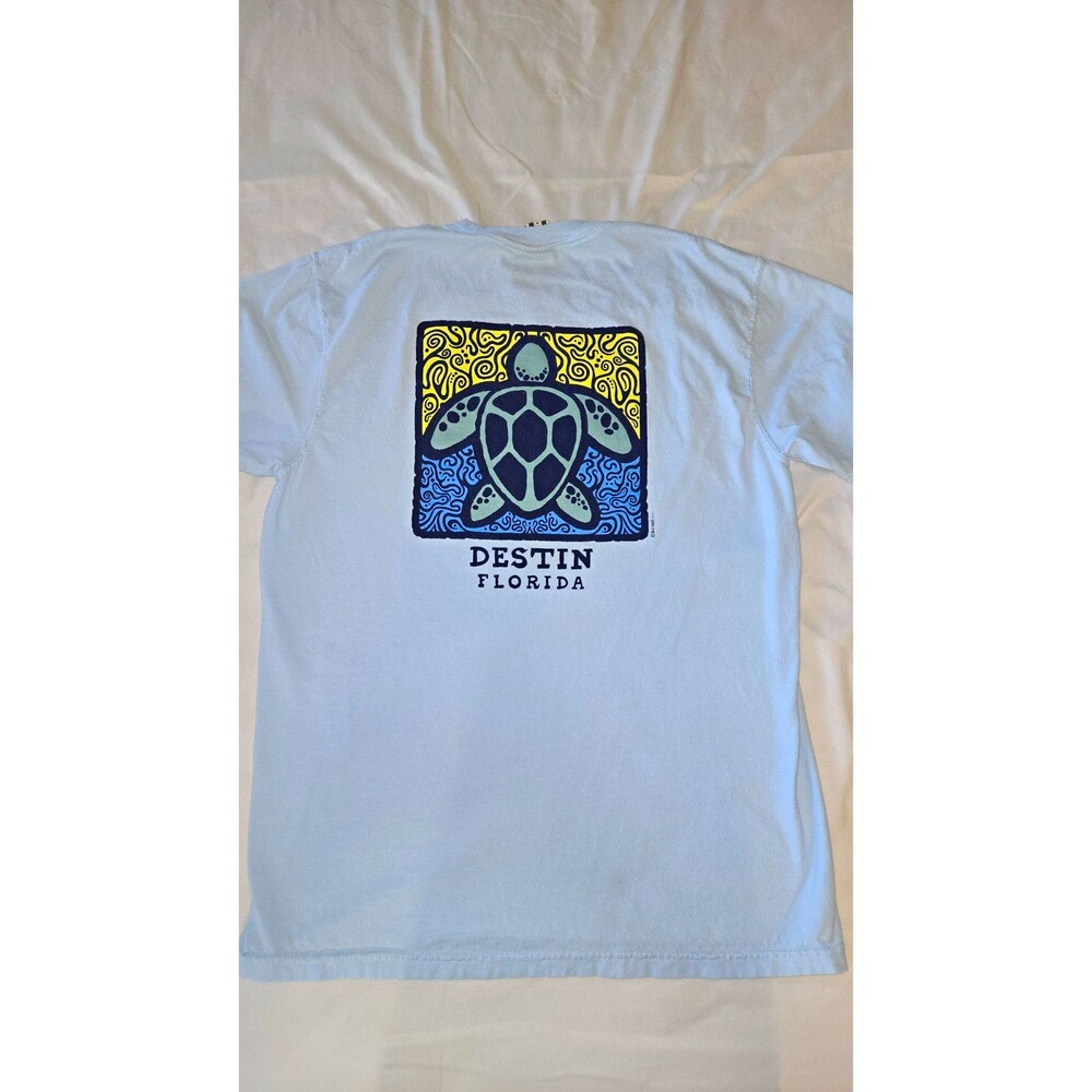 Comfort Colors Heavyweight Garment Dyed Blue Destin FL Sea Turtle Tee M
